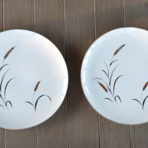 Set of 2 CTS Eternal Harvest Dinner Plates Gold & Silver CTS Vintage Mid Century - Picture 1 of 12